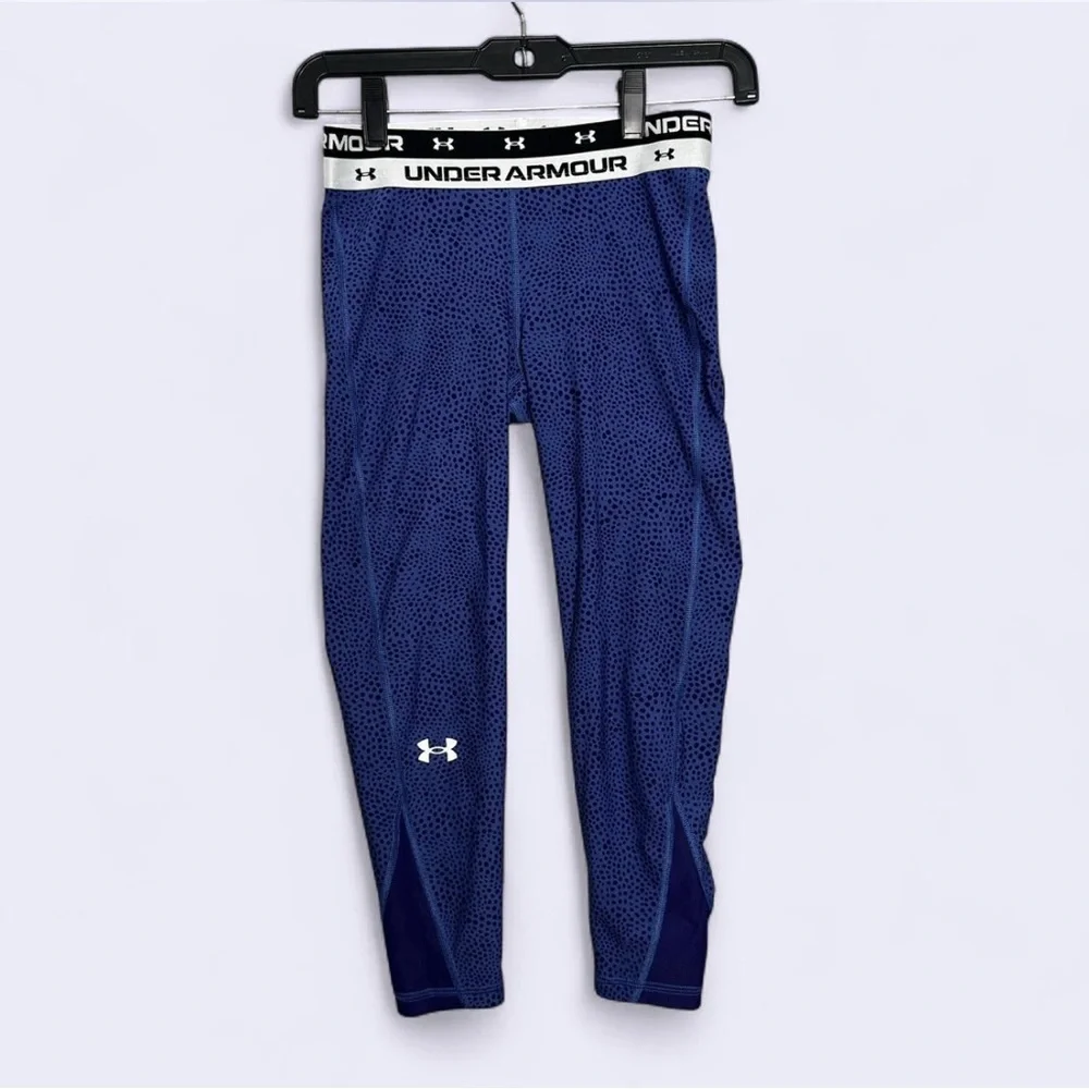 Under Armour Girls Navy‎ Blue Speckled Compression Ankle Crop Leggings Youth Med